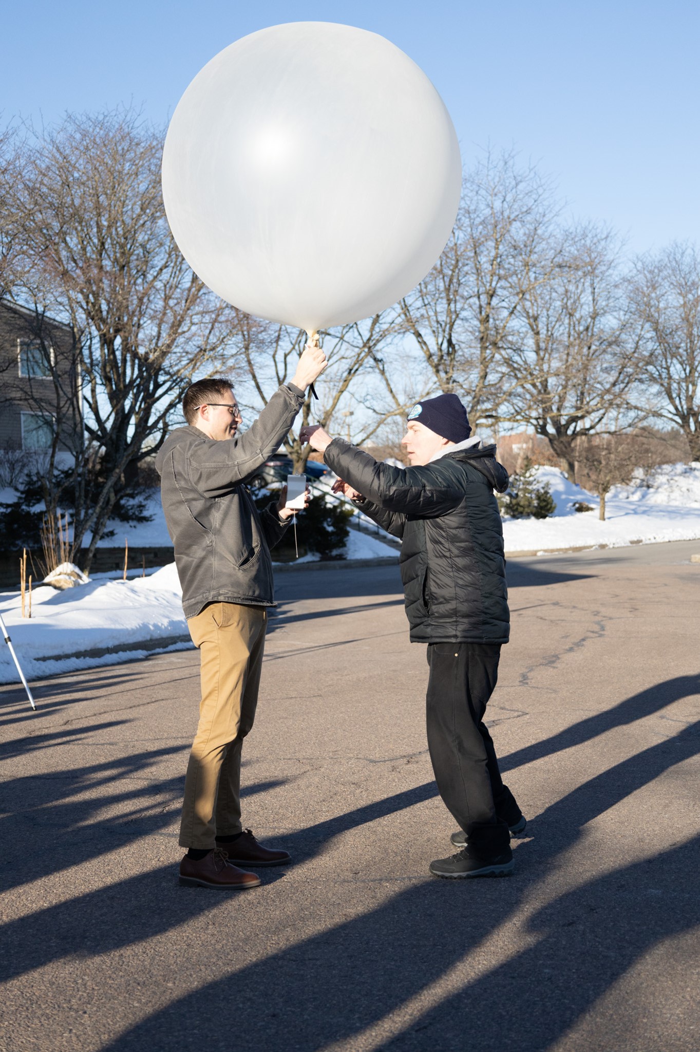Weather balloon launch led by Dr. Scott Steiger with student participation.