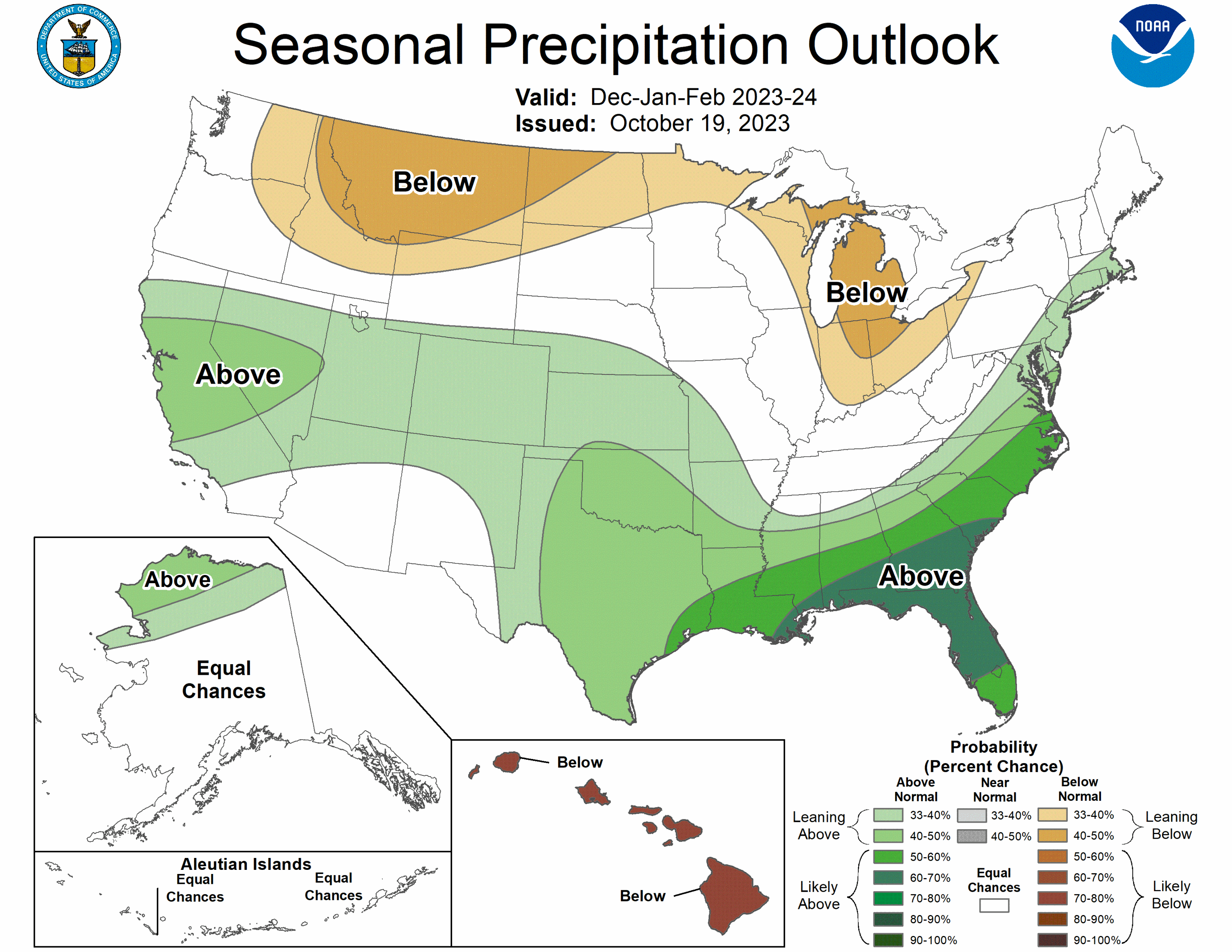 The 2023-2024 U.S. Winter Outlook map for precipitation. (Image credit: NOAA)