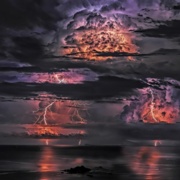 Electrical storm over the Strait of Malacca